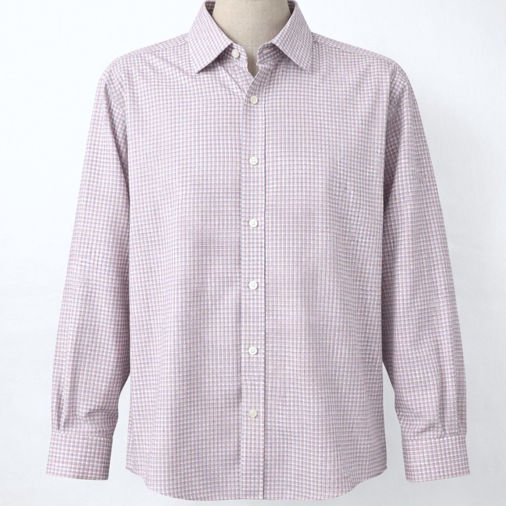 Proper Cloth Mens Check Button Up Long Sleeve Collared Shirt 24 x 31 Blue Orange